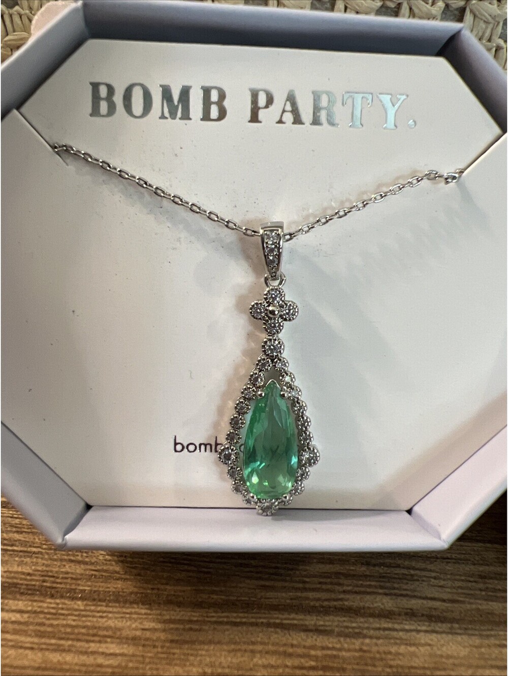Bomb Party Necklace. Magical Midnight. Lab Created Erinite. Rhodium Plating.